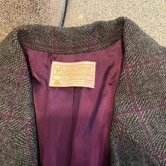 Pendleton Gray and Purple Plaid Pantsuit - Picture 3 of 7